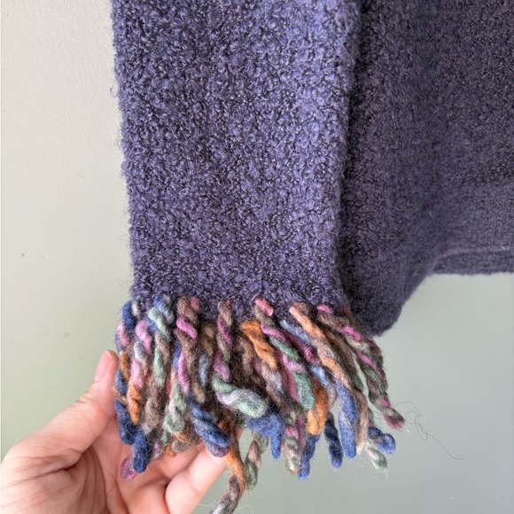 Free People Womens Cardigan Ruffle Fringe Size M Hook & Eye Purple Fringe, wool - Picture 5 of 7